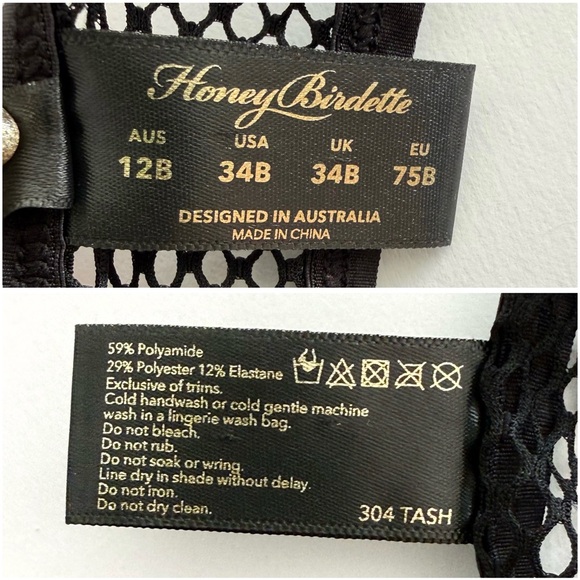 HONEY BIRDETTE BLACK GOLD TASH FRONT CLOSE FISHNET PUSH-UP BRA - Picture 7 of 12